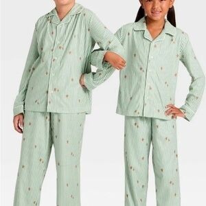 Striped Green Kids Gingerbread Pajamas